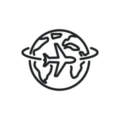 Wall Mural - world flight thin line icons. editable stroke and perfect pixel on transparent background