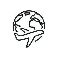 Wall Mural - world flight thin line icons. editable stroke and perfect pixel on transparent background