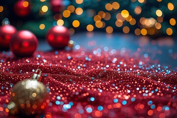 Luminous Vermilion Holiday Canvas with Vibrant Texture and Stunning Bokeh Effects