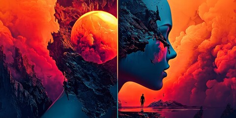 Wall Mural - Surreal Abstract Illustrations with Futuristic Themes