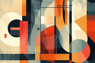 Wall Mural - abstract art featuring geometric shapes in warm tones and cool shapes, experiment with abstract shap