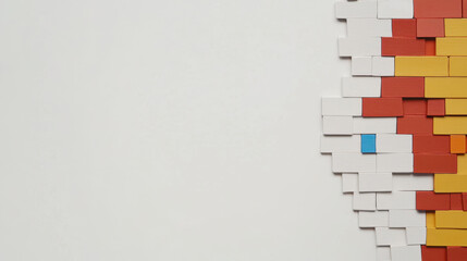 Wall Mural - Entrepreneur thinking outside the box. Colorful puzzle pieces arranged creatively on white background