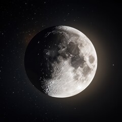 Wall Mural - Lunar eclipse transition between full and crescent moon, cinematic lighting, high contrast, constellations woven in the night sky.
