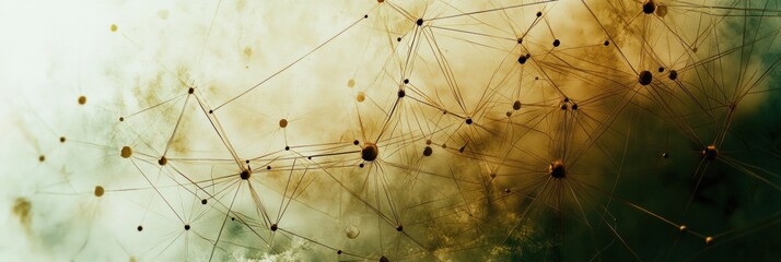 Leinwandbilder - Exploring the connections of abstract shapes and lines creating a network of nodes on a softly toned background for creative projects
