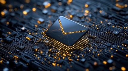 Leinwandbilder - A computer chip with a small envelope on top of it
