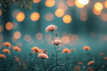 Wall Mural - Soft Teal Haze Glowing Blurred Elegance Unique Summer Autumn Background Wallpaper