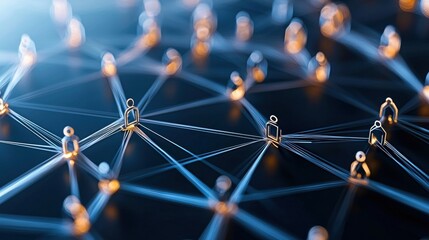 Aufkleber - A network of people is shown in a blue and orange color scheme