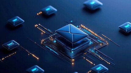 Leinwandbilder - A computer chip with a blue box on top of it