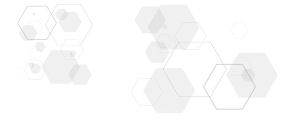 Fototapete - Abstract white, and grey geometric hexagon background. Technology background design and communication connection.