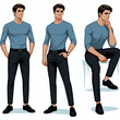 © Moe - Male Character Poses: Standing, Thinking, and Casual