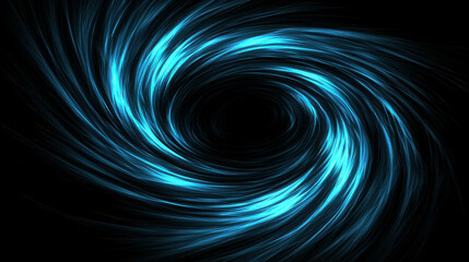 Wall Mural - Abstract Blue Light Swirl on Black Background with Colorful Energy Motion Design