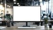 © chocoloki - blank screen monitor on office background