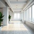 © DITSARAPHAN - Empty modern office space with white walls and large windows, architecture, empty, design