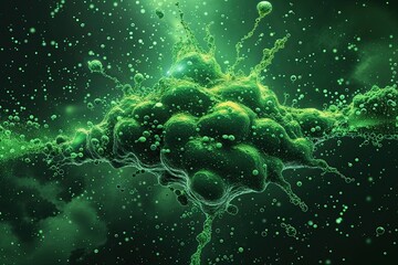 Wall Mural - toxic green backdrop featuring chaotic particles and chemical visual effects