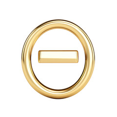 Wall Mural - Gold Circular Button with Minus Symbol Overlay Isolated on transparent background