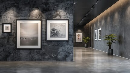 Poster - Sophisticated gallery wall displaying artistic portrait frames and modern decor