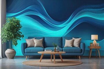 Wall Mural - Luminous Cyan Gradient Abstract Canvas Design