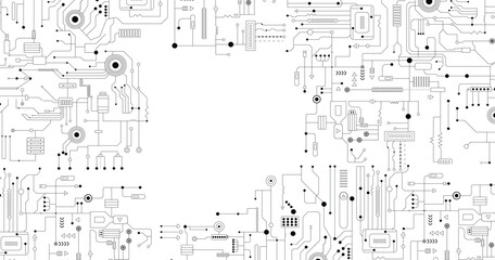 Vector circuit board illustration. Abstract technology. 