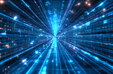 Abstract Digital Data Stream Tunnel Background