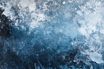 Aufkleber - Textured icy blue and white abstract art piece resembling glacial formations and deep ocean waves : Generative AI