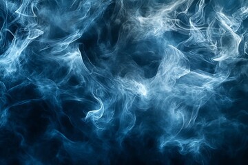 Aufkleber - Ethereal blue smoke swirling in the darkness creating a mysterious and captivating background : Generative AI