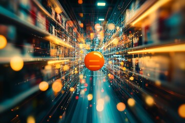 Poster - Digital representation of a payment icon surrounded by vibrant motion blur effects : Generative AI