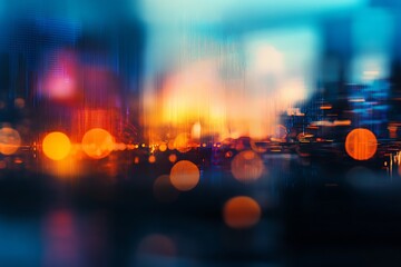 Poster - Atmospheric Sunset Scene with Blurred Lights and Abstract Shapes Creating a Dreamy Feel : Generative AI
