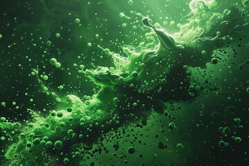 Wall Mural - chaotic particles and chemical effects on toxic green background