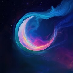 Wall Mural - 08030846 40 vibrant celestial wonder, nebula colors shifting behind a luminous full and crescent moo
