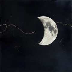 Wall Mural - 08030846 31 cinematic celestial landscape, dramatic lighting over a hyper-realistic full and crescen