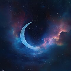 Wall Mural - 08030846 25 celestial painting, soft glowing full and crescent moons blended into an artistic cosmic