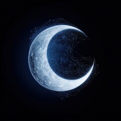 Wall Mural - 08030846 22 Mystical moonscape, celestial dust swirling around a radiant full moon and crescent moon, glowing constellations forming sacred geometry.