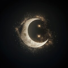 Wall Mural - 08030846 22 Mystical moonscape, celestial dust swirling around a radiant full moon and crescent moon, glowing constellations forming sacred geometry.