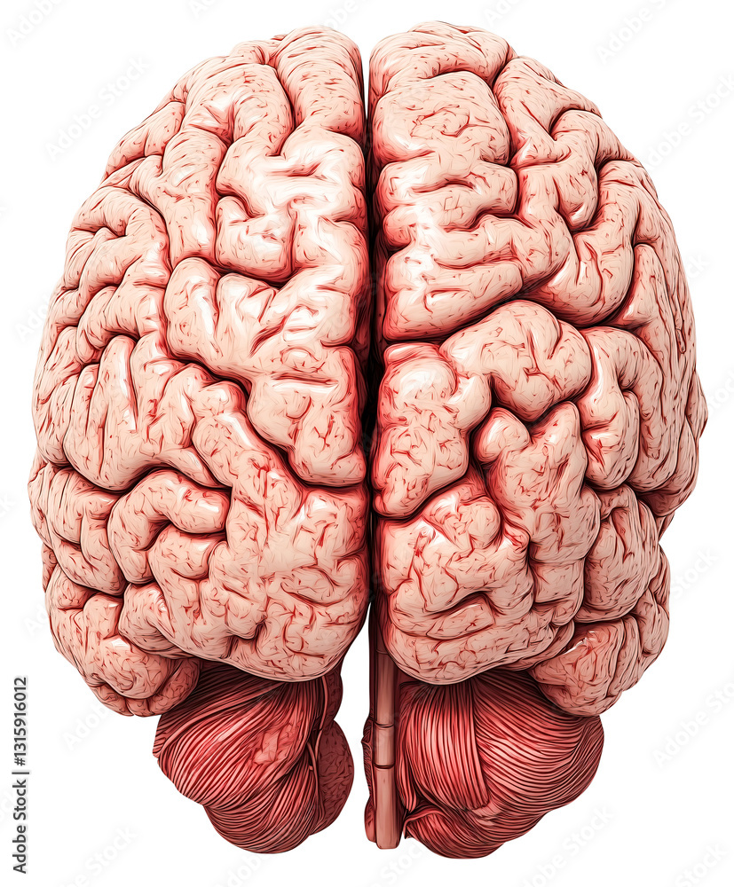 detailed medical illustration of human brain, showcasing its intricate ...