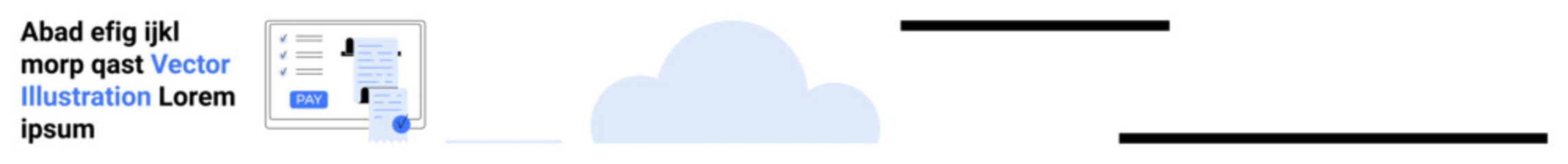 Interface panel with sliders and toggles beside a large cloud represents digital connectivity. Ideal for cloud computing, technology, data sharing, storage, networking, SaaS, abstract line flat