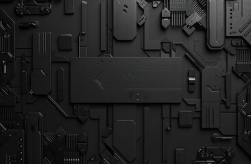 Leinwandbilder - Dark Grey Metallic Circuit Board Abstract Background
