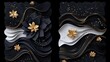 © BOJOShop - Elegant Black   White Marble Texture with Gold Accents  Luxury Background  Wallpaper  Mura