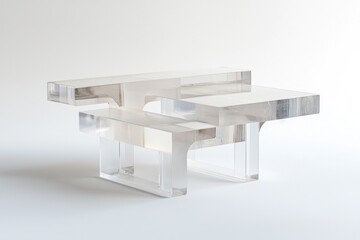 Wall Mural - Transparent acrylic display stand, modern design, clean lines for showcasing products.