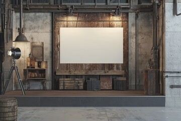 Wall Mural - 3D Industrial Display, Walls Blank for Poster Arrangement.