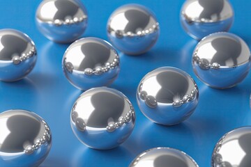 Wall Mural - brilliant silver orbs against vibrant blue backdrop