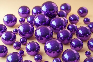 Wall Mural - vibrant purple spheres on light cream background