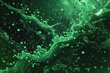 Wall Mural - toxic green background with chaotic particles and chemical effects for visual impact