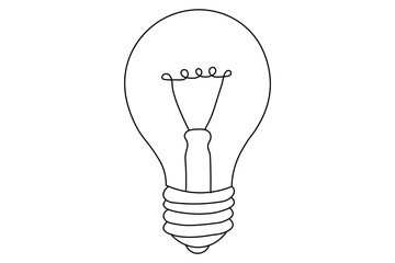 Wall Mural - Continuous one line art light bulb symbol idea and creativity isolated outline vector drawing illustration
