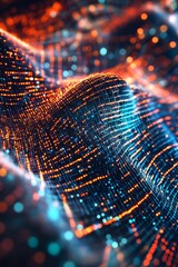 Canvas Print - stunning abstract image featuring flowing digital waves with vibrant colors and lights. this visuall
