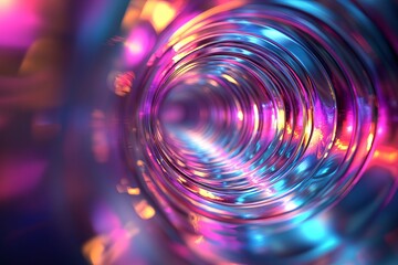 Canvas Print - a colorful, swirling tunnel with a bright blue center. the tunnel is filled with a rainbow of colors