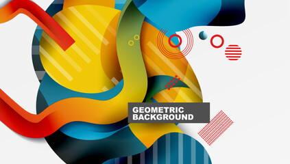 Aufkleber - Vibrant abstract background overlapping shapes