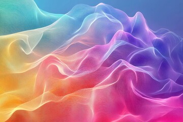 Canvas Print - a colorful, abstract image of a wave with a rainbow-colored background. the image has a dreamy, ethe