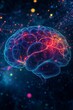 © Cloudyew - Explore a captivating abstract representation of a brain, illuminated with glowing patterns and vibrant colors, illustrating the fusion of technology and creativity.