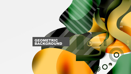 Fototapete - Abstract liquid shapes and lines background