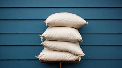 Poster - Climate Resilience Essentials Minimalist Sandbag Stack for Urban Flood Protection - Sustainable Emergency Preparedness Solutions with Modern Design Aesthetic
